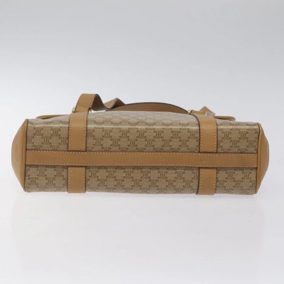 CELINE Macadam Canvas Hand Bag Beige Gold Auth 122202 - Picture 6 of 15